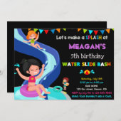 Uitnodiging voor verjaardag van Waterslide (Voorkant / Achterkant)