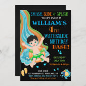 Uitnodiging voor verjaardag van Waterslide (Voorkant / Achterkant)