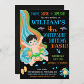 Uitnodiging voor verjaardag van Waterslide (Voorkant / Achterkant)