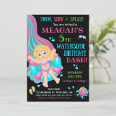 Uitnodiging voor verjaardag van Waterslide Meisjes (Staand voorkant)