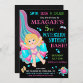 Uitnodiging voor verjaardag van Waterslide Meisjes (Voorkant / Achterkant)