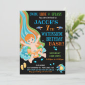 Uitnodiging voor verjaardag van Waterslide Splish (Staand voorkant)