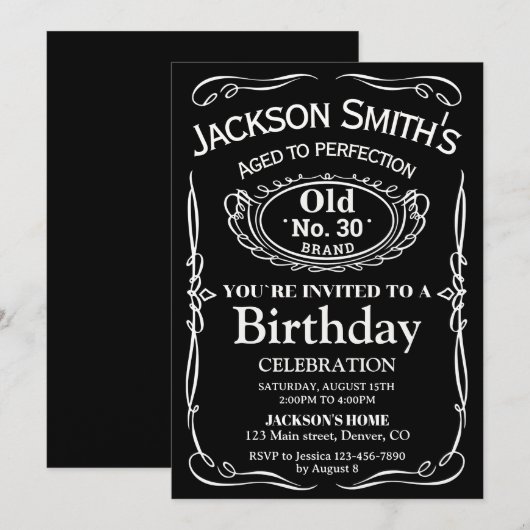 Uitnodiging voor verjaardag van whiskey Adult liqu (Voorkant / Achterkant)