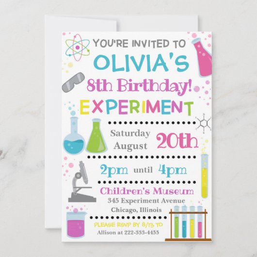 Uitnodiging voor verjaardag wetenschap | Wetenscha (Voorkant)