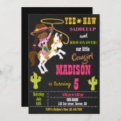 Uitnodiging voor verjaardag Wild West rodeo (Voorkant / Achterkant)