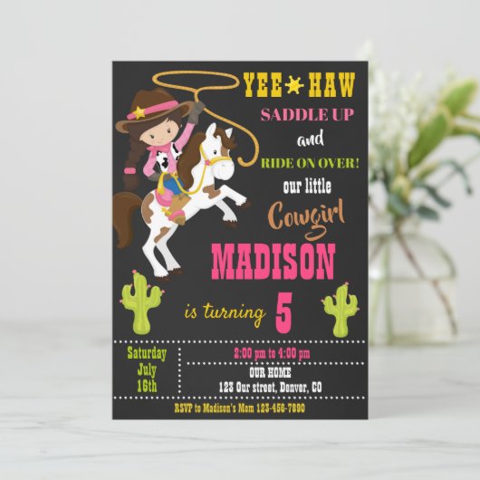 Uitnodiging voor verjaardag Wild West rodeo (Staand voorkant)