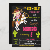 Uitnodiging voor verjaardag Wild West rodeo (Voorkant / Achterkant)