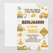 Uitnodiging voor verjaardagen in de bouwzone (Voorkant / Achterkant)