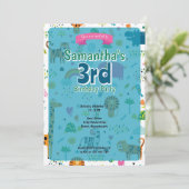 Uitnodiging voor verjaardagen met een dierthema (Staand voorkant)