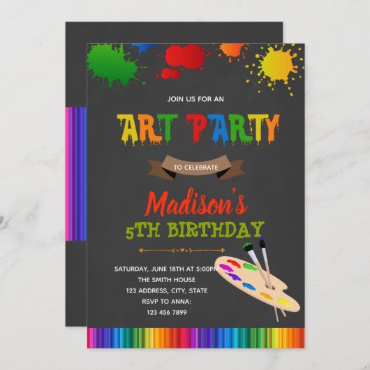 Uitnodiging voor verjaardagsartikelen (Voorkant / Achterkant)