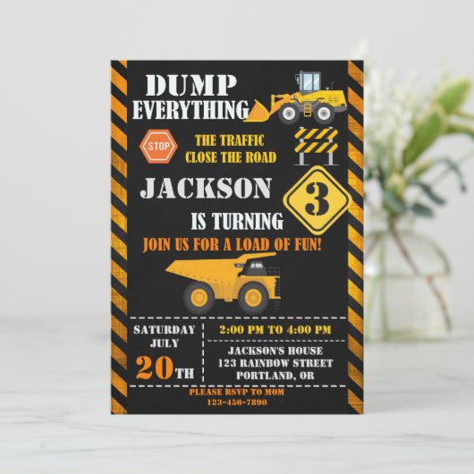 Uitnodiging voor verjaardagsbouw Uitnodiging voor (Staand voorkant)