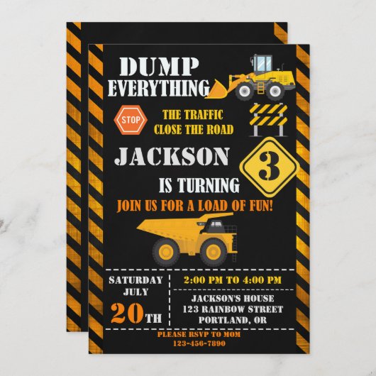 Uitnodiging voor verjaardagsbouw Uitnodiging voor (Voorkant / Achterkant)