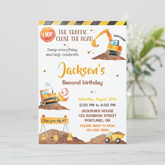 Uitnodiging voor verjaardagsbouw Uitnodiging voor  (Staand voorkant)