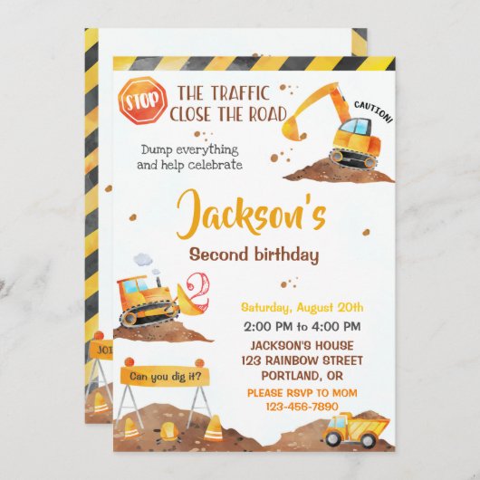 Uitnodiging voor verjaardagsbouw Uitnodiging voor  (Voorkant / Achterkant)