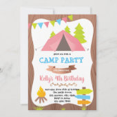 Uitnodiging voor verjaardagscampagne Cute camp (Voorkant)