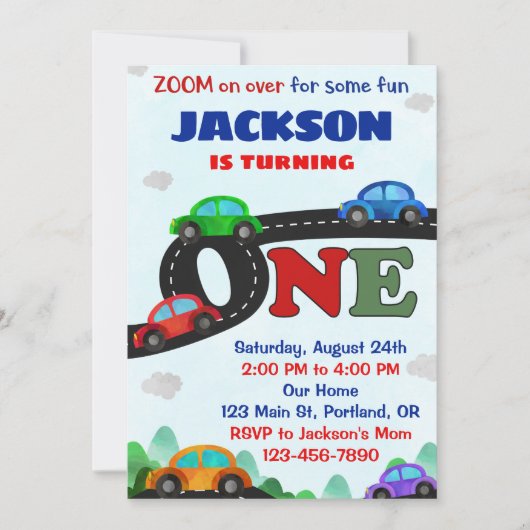 Uitnodiging voor verjaardagscars (Voorkant)