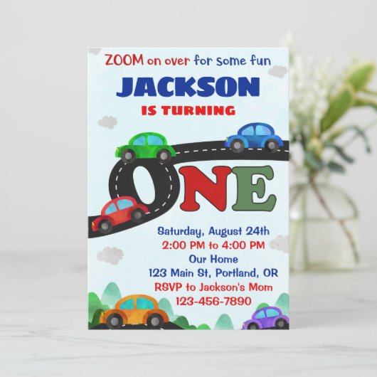 Uitnodiging voor verjaardagscars (Staand voorkant)