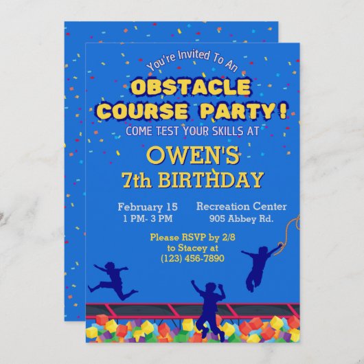 Uitnodiging voor verjaardagscursus voor obstakels (Voorkant / Achterkant)