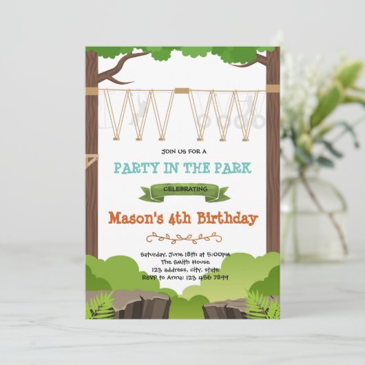 Uitnodiging voor verjaardagsdagsdagscurloop (Staand voorkant)