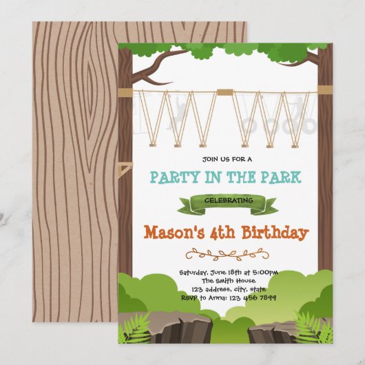 Uitnodiging voor verjaardagsdagsdagscurloop (Voorkant / Achterkant)