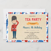 Uitnodiging voor verjaardagsdagsthema Londense kle (Voorkant)