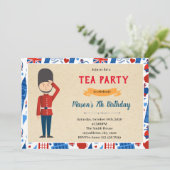 Uitnodiging voor verjaardagsdagsthema Londense kle (Staand voorkant)