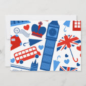 Uitnodiging voor verjaardagsdagsthema Londense kle (Achterkant)