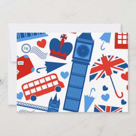 Uitnodiging voor verjaardagsdagsthema Londense kle (Achterkant)