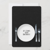 Uitnodiging voor verjaardagsdinerfeest op zwart (Voorkant)