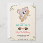 Uitnodiging voor verjaardagsdouche Koala (Voorkant)