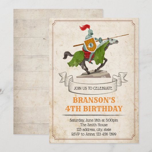 Uitnodiging voor verjaardagsfeest (Voorkant / Achterkant)