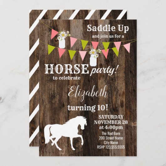 Uitnodiging voor verjaardagsfeest (Voorkant / Achterkant)