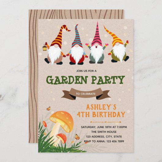 Uitnodiging voor verjaardagsfeest (Voorkant / Achterkant)