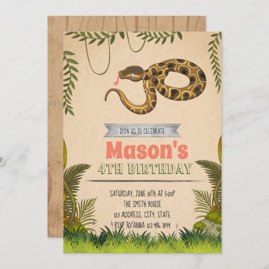 Uitnodiging voor verjaardagsfeest (Voorkant / Achterkant)