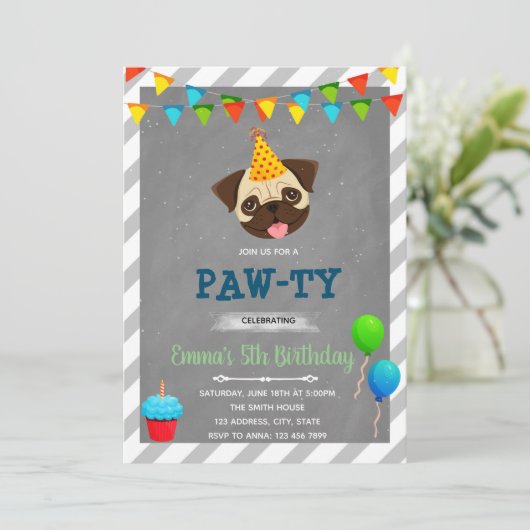 Uitnodiging voor verjaardagsfeest (Staand voorkant)