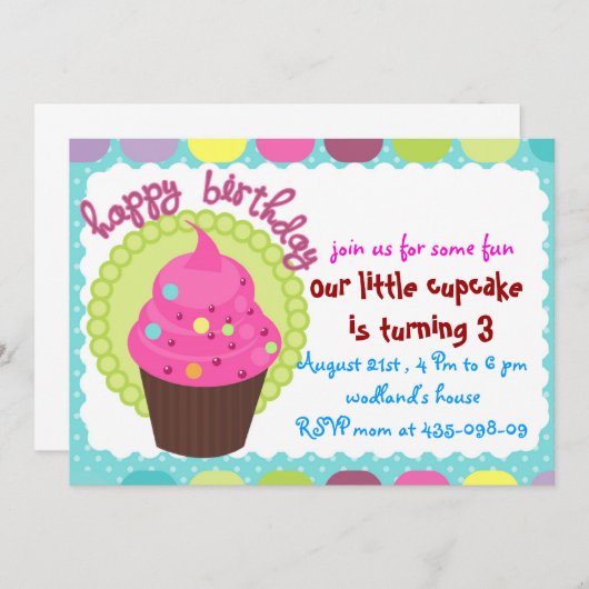 Uitnodiging voor verjaardagsfeest (Voorkant / Achterkant)