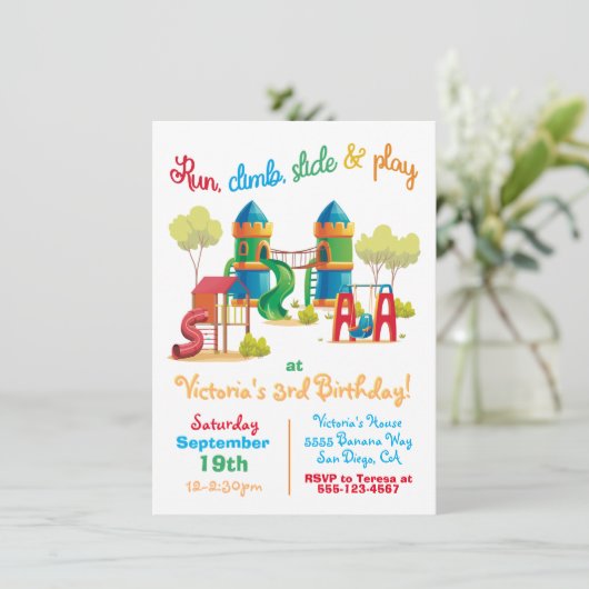 Uitnodiging voor verjaardagsfeest (Staand voorkant)