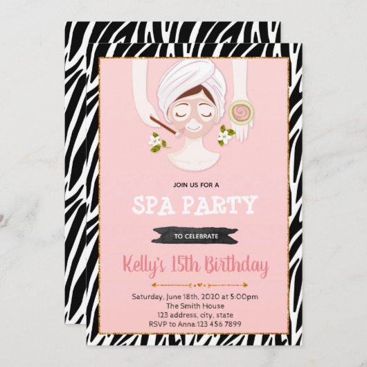 Uitnodiging voor verjaardagsfeest (Voorkant / Achterkant)