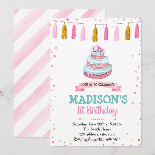 Uitnodiging voor verjaardagsfeest (Voorkant / Achterkant)