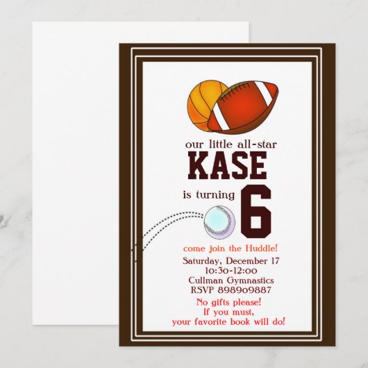 Uitnodiging voor verjaardagsfeest (Voorkant / Achterkant)