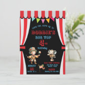 Uitnodiging voor verjaardagsfeest Big Top Circus (Staand voorkant)