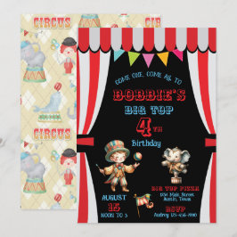 Uitnodiging voor verjaardagsfeest Big Top Circus