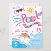 Uitnodiging voor verjaardagsfeest bij zwembad (Voorkant)