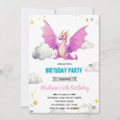 Uitnodiging voor verjaardagsfeest drakenmeisje (Voorkant)