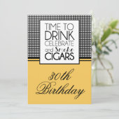 Uitnodiging voor verjaardagsfeest Drankjes & Sigar (Staand voorkant)