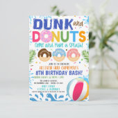 Uitnodiging voor verjaardagsfeest Dunk and Donuts (Staand voorkant)