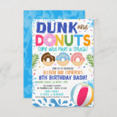 Uitnodiging voor verjaardagsfeest Dunk and Donuts (Voorkant / Achterkant)