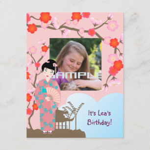 Uitnodiging voor verjaardagsfeest Geisha girl