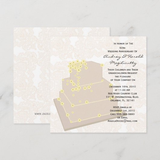 Uitnodiging voor verjaardagsfeest huwelijksjubileu (Voorkant / Achterkant)