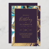 Uitnodiging voor verjaardagsfeest in Agate Teal Pa (Voorkant / Achterkant)